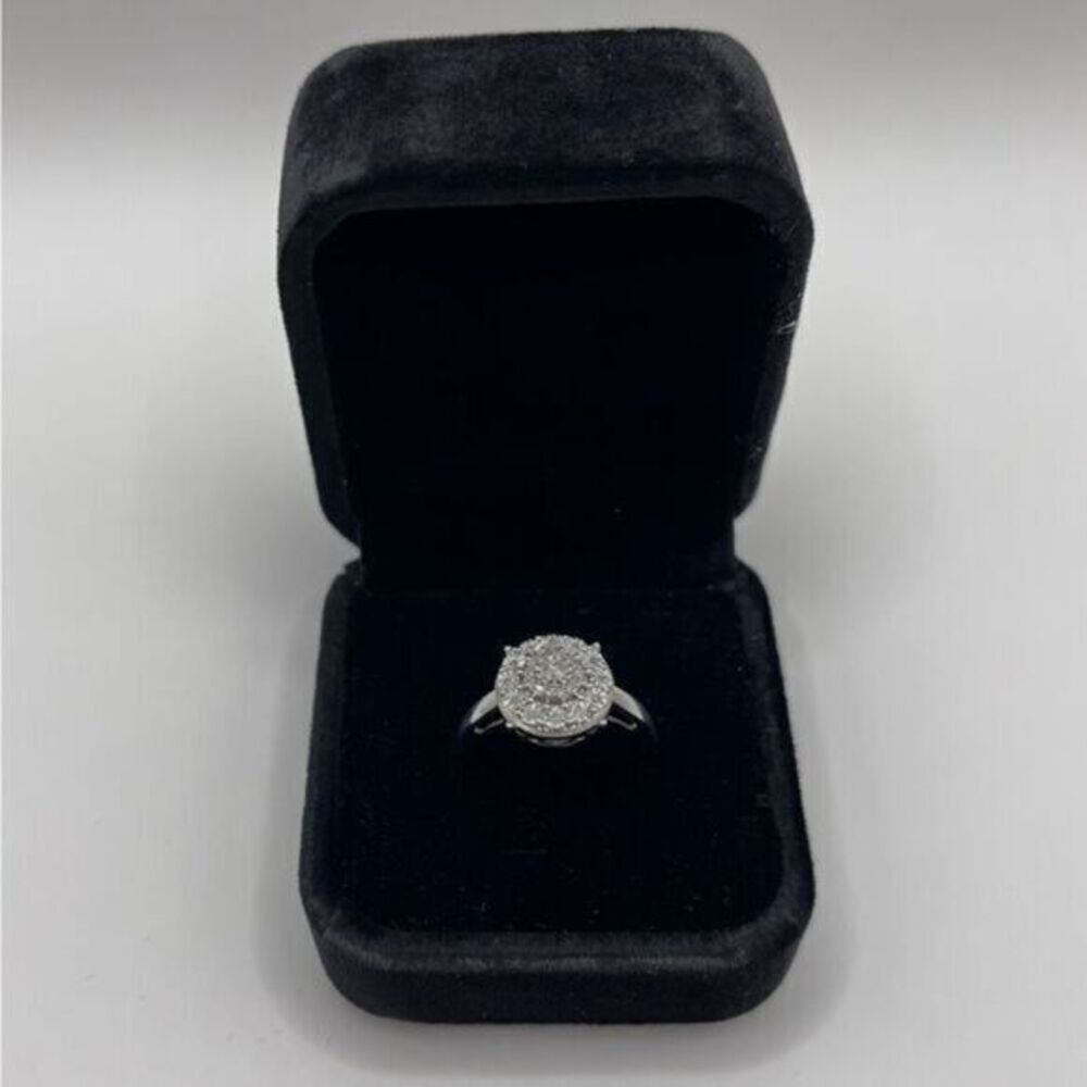 0.25 CT Round Designer Natural Diamond Sterling Silver Ring